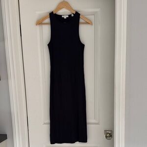 Vince Dark Navy Ribbed Tank Midi Dress